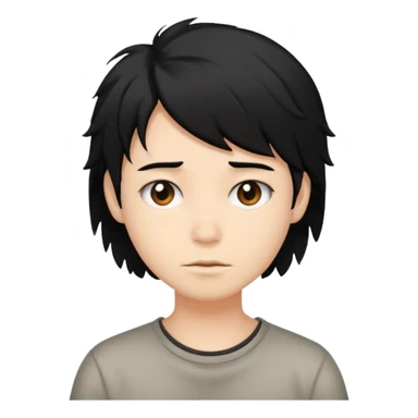 Cabelo bagunçado meio pequeno preto com cor de pele branca sticker