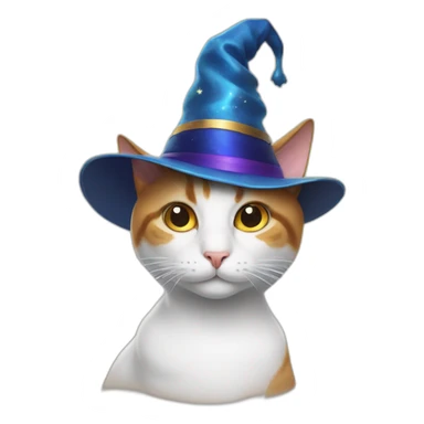 cat wearing magic hat sticker