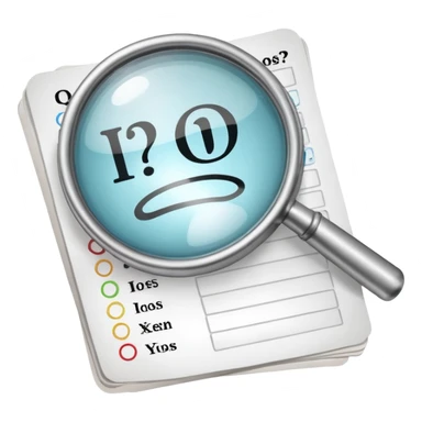  lente di ingrandimento esame foglio con scritte a risposte multiple sticker