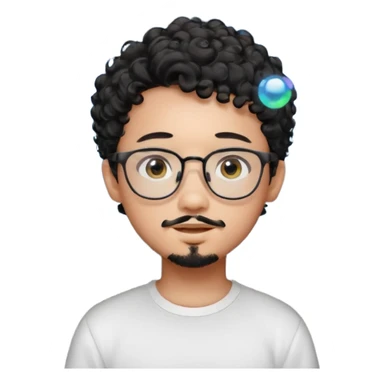 A young boy DEVELOPER WITH A laptop, black curly short hair, wearing glasses, a thin goatee, his skin is asian

Add the word "PIF" floating around him sticker