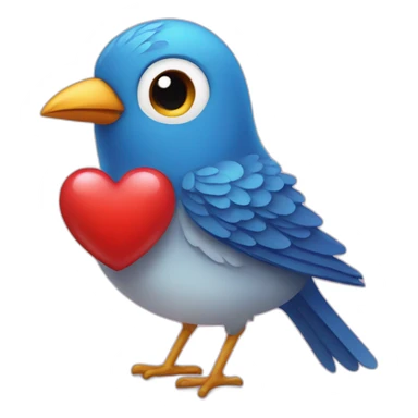 Bird with heart sticker