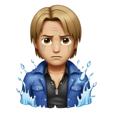 leon kennedy in torn clothes dripping with water sticker