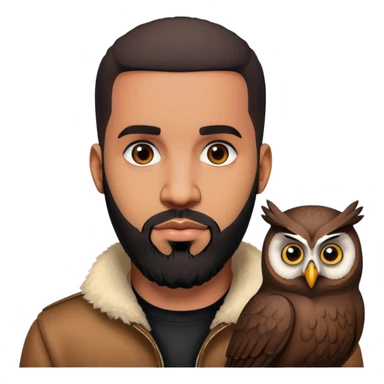 Drake rapper with beard and OVO owl logo sticker