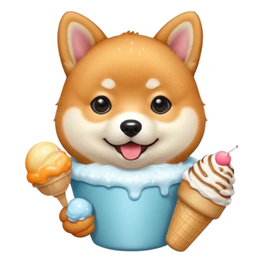 The baby shiba dog with icecream sticker