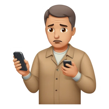 upset middle aged man with phone in hand sticker