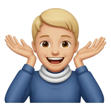 A person laughing with their hands around neck chocking sticker