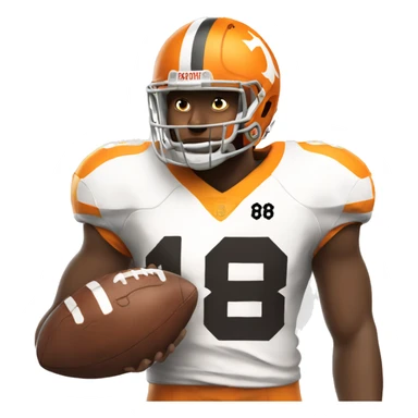Tennessee volunteers football player holding football with helmet on and jersey with the number eight sticker
