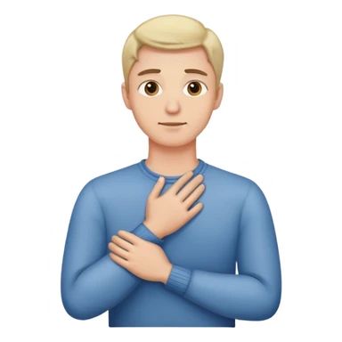 hands crossed holding neck guy sticker