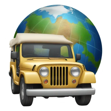 An adventurous jeep on an open road with the globe in the background, conveying the idea of ​​freedom and exploration. sticker