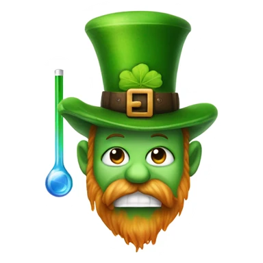 leprechaun face with thermometer and fever sticker