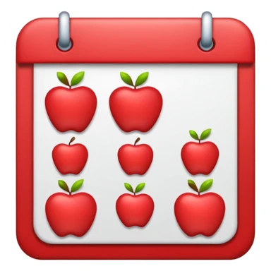 calendar icon, Apple emoji style, no text or numbers, only shapes sticker
