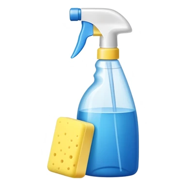 cleaning supplies with spray bottle and sponge sticker
