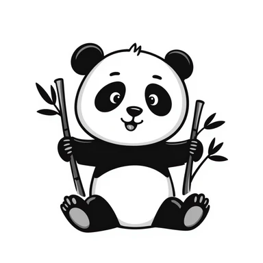 A lovely panda eating bamboo sticker