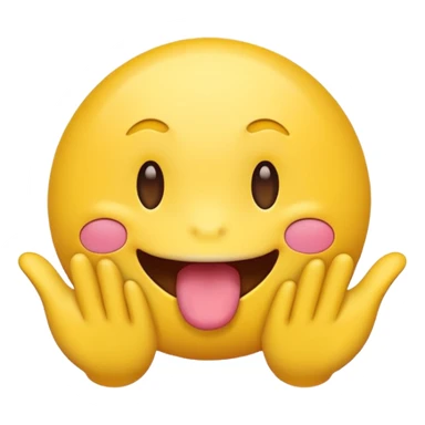 make a yellow typical emoji with tongue sticking out shaking head and two hands doing a diving motion sticker