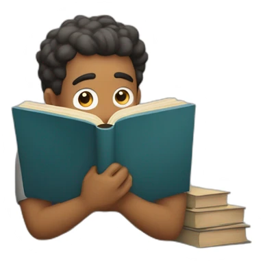 man reading a big book sticker