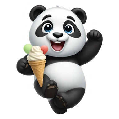 Panda eating icecream dancing sticker