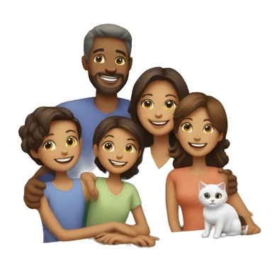 happy family with cat sticker