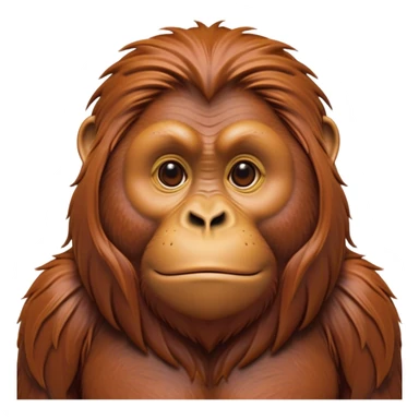 Cinematic Noble Orangutan Portrait Emoji, Poised and regal, with a robust, thoughtful build and deep, soulful eyes framed by rich, textured fur, Simplified yet sharp and sophisticated features, highly detailed, glowing with a soft, earthy glow, high shine, intelligent and contemplative, stylized with an air of ancient wisdom, focused and commanding, soft glowing outline, capturing the essence of a watchful and confident guardian that appears ready to step out of the screen with timeless authority! sticker