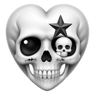 heart with a dark star and skull sticker