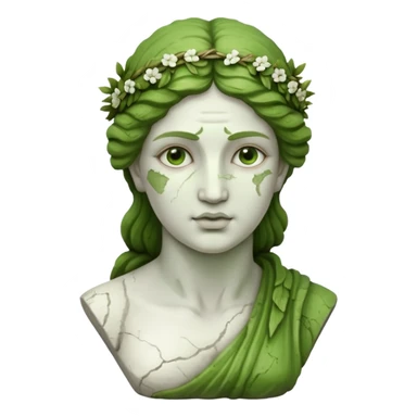 female greek sculpture with moss sticker