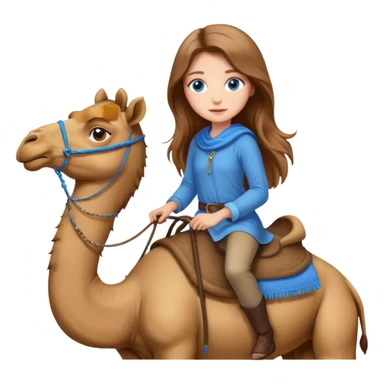 Girl with long light brown hair blue eyes riding canel sticker