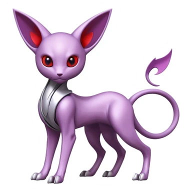 Mechanical Miraidon-Espeon-Mewtwo-Fakémon-hybrid-creature (full body)  with red eyes and intricate markings sticker