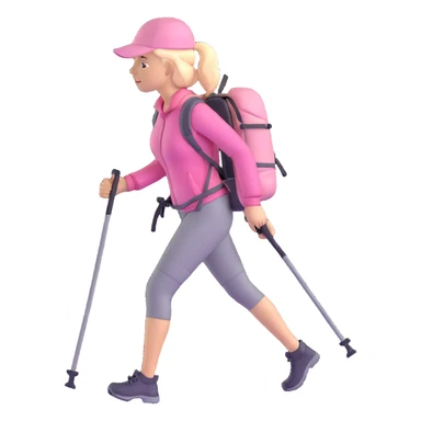 woman hiking wearing light pink clothes sticker