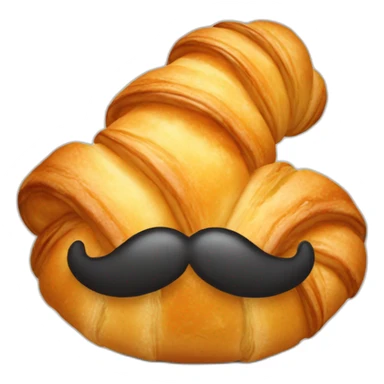 croissant with moustache sticker