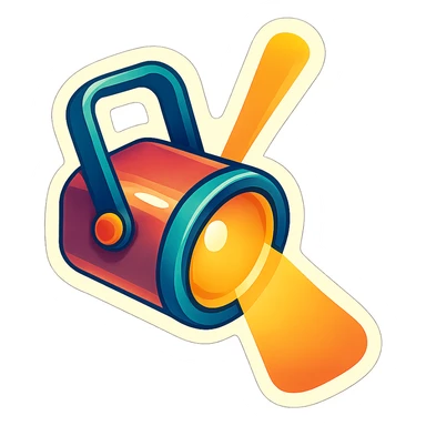 Spotlight in retro stickers style with a light beam pointing upward. sticker