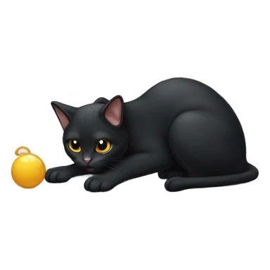 Black cat playing with a mouse sticker