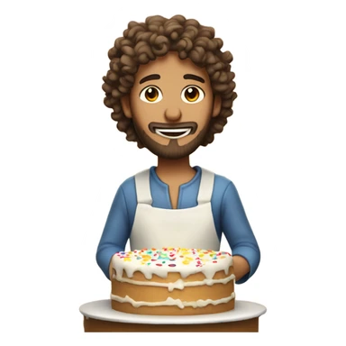 (Curly haired Jesus) baking a birthday cake sticker