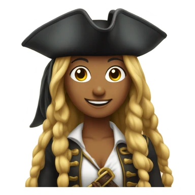 smiling woman with long hair as a pirate sticker