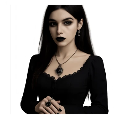 Remove the background, keep only the gothic girl, preserve transparent background. sticker