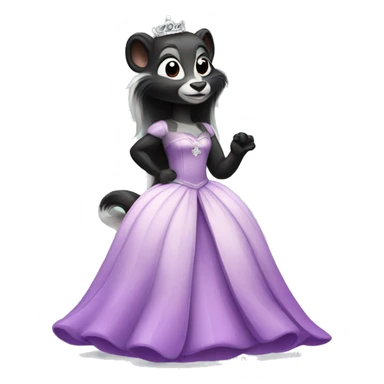 Skunk in a princess dress sticker