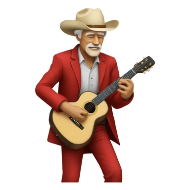 Old man playing guitar in red suit & cowboy hat sticker