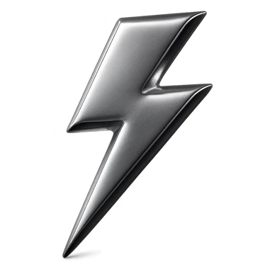 lightning bolt with shiny metallic chrome style, futuristic and reflective sticker