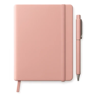 pink notebook with pen, stylish sticker