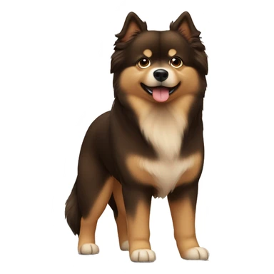 Finnish Lapphund Brown and light brown standing up his nose and face are spotted with dark brown.  sticker