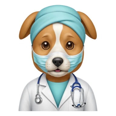 doctor dog wearing medical mask sticker