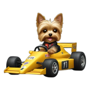 yorkie driving f1 car sticker