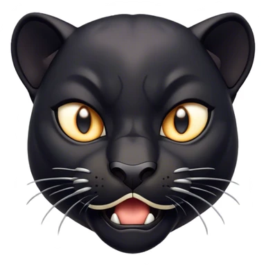 Cinematic Comical Panther Portrait Emoji, Head tilted dramatically with an exaggeratedly shocked expression, featuring a sleek, muscular body with wide, comically expressive eyes full of humorous disbelief, Simplified yet hilariously expressive features, highly detailed, glowing with a slightly sassy dark glow, high shine, dramatic yet playful, stylized with an air of quirky feline attitude, soft glowing outline, capturing the essence of a meme-worthy panther that looks ready to side-eye its way into viral fame! sticker