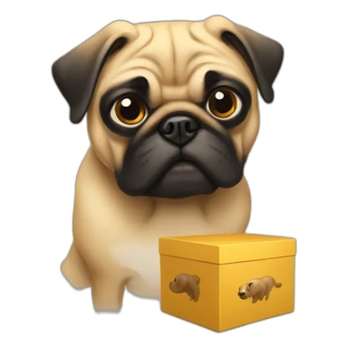 Pug + Golden dog box fighting sticker
