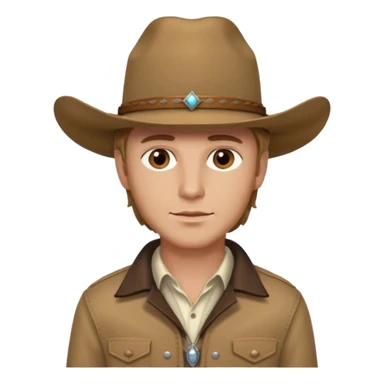 Ennis Del Mar (Male) from Brokeback Mountain with brown eyes, dark blonde hair, ivory shirt, brown jacket and cowboy hat sticker