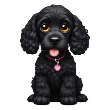 Black Cockerpoo sitting sticker