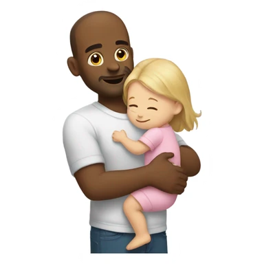 White Dad hugging baby girl sticker