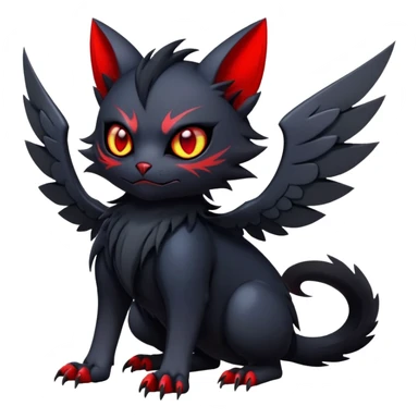 Vampiric feral futuristic gothic emo dark Litten-Noibat-Fakémon-hybrid-creature (full body) sticker