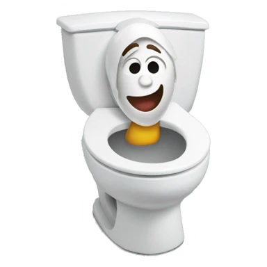 a talking head that rotates on itself while emerging from a toilet bowl sticker