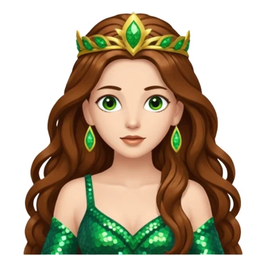 Terra, Goddess of Earth from Gods and Goddesses with long brown hair, green sequin outfit sticker