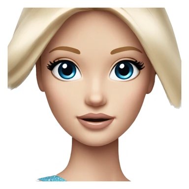 Extra glam barbie with blue eyes, pale skin, brown long hair  sticker