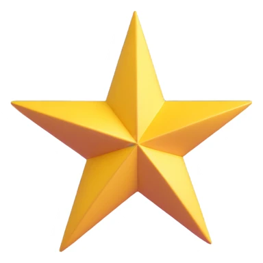 yellow volumetric 4-pointed star, four terminal star in 3D sticker